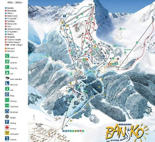 harta ski bansko